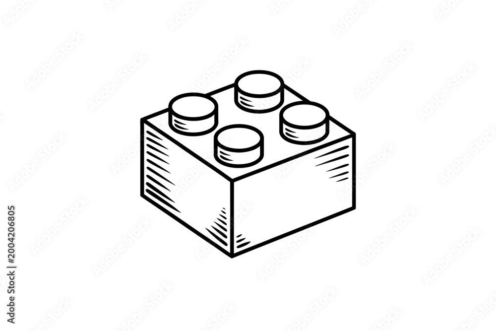 Fototapeta premium Isometric Block Toy With Four Studs Illustration