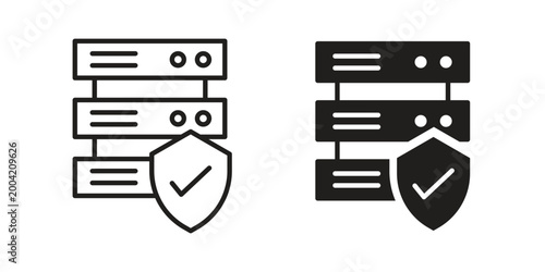 Server protection icon design pack in white and black color