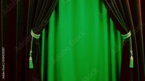 Opening the theater curtain on a plain background for a product reveal, movie premiere, or grand opening.