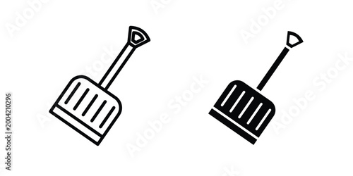 Snow shovel icon design pack in white and black color
