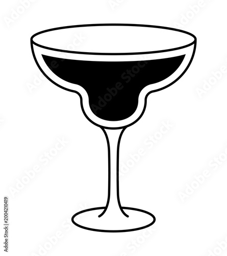 Cocktail glass icon minimal margarita drink illustration elegant stemware silhouette simple flat design beverage symbol bar party alcohol concept modern outline graphic style