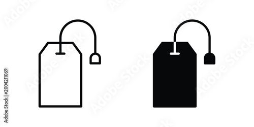 Tea bag icon design pack in white and black color