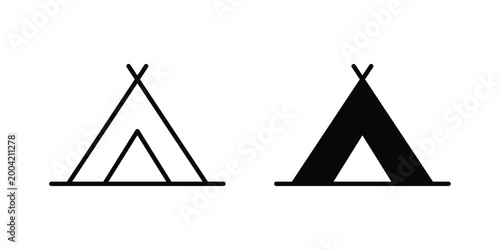 Tent icon design pack in white and black color