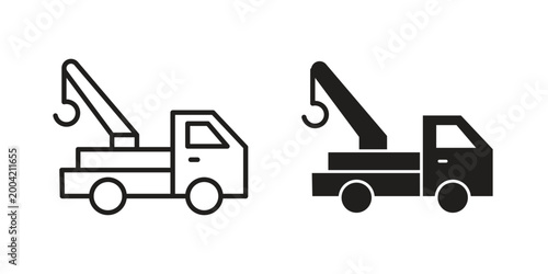 Foto Tow truck icon design pack in white and black color