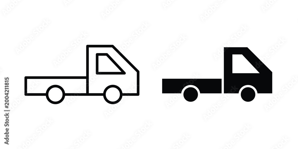 Fototapeta premium Truck container empty icon design pack in white and black color