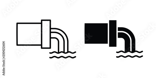 Wastewater icon design pack in white and black color