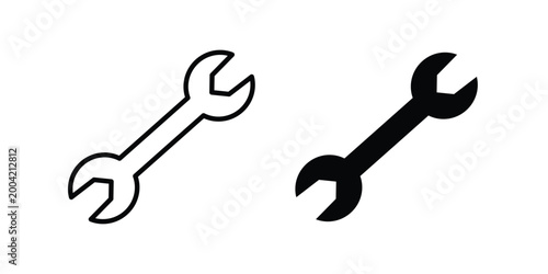 Wrench icon design pack in white and black color