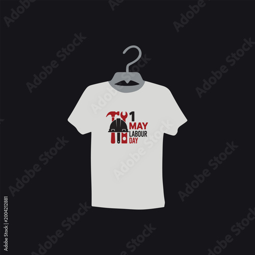 May day t shirt design, 1st may, International workers day, happy labor day, fist and bold text vector illustration, worker helmet emblem, badge, hammer icon, typography, silhouette,