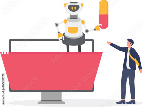 AI robot and professional managing medical pill