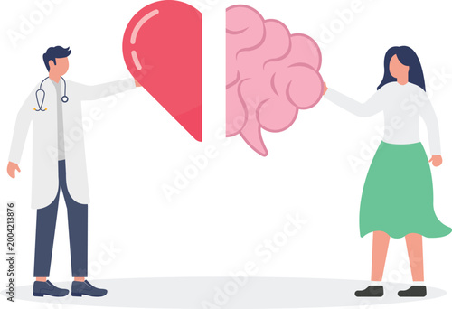 Doctor and woman matching heart and brain health