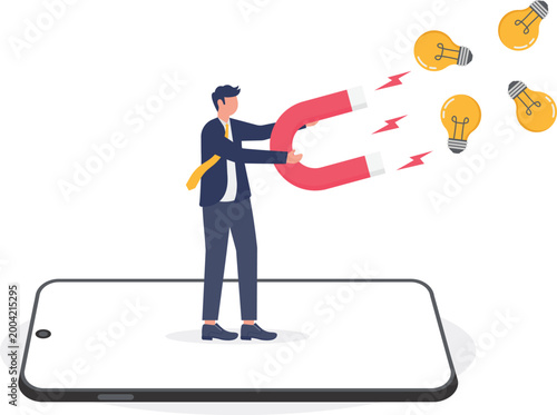 Professional attracting creative ideas with magnet