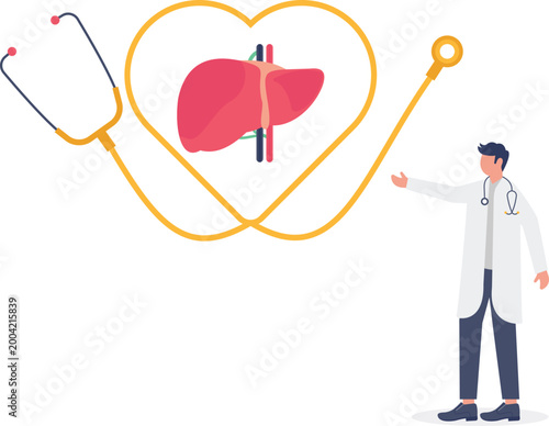 Doctor presenting liver health with stethoscope
