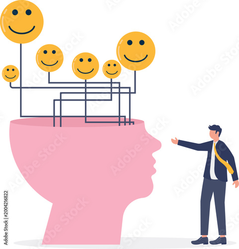 Professional managing customer satisfaction in brain