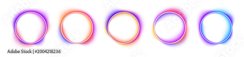 Foto Bright neon ring glows with smooth gradient edges and soft reflections