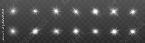 Foto Bright white star set emits radiant flare light