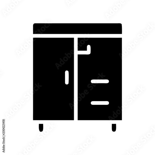 Illustration of a wardrobe with drawers on transparent background silhouette