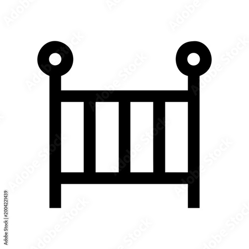 Simple illustration of a baby crib icon on transparent background silhouette