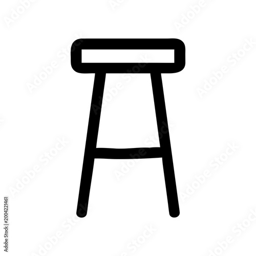 Illustration of a simple black bar stool on transparent background silhouette