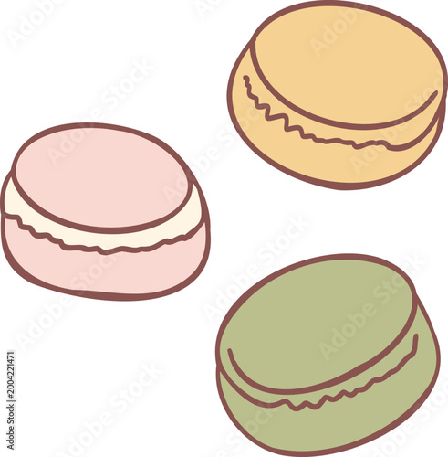 Pastel French Macarons Sweet Dessert Vintage Illustration