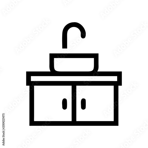Illustration of a bathroom sink and cabinet on transparent background silhouette