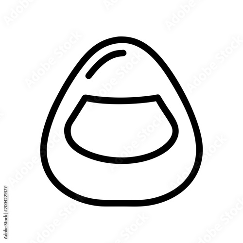 Outline drawing of a onigiri rice ball on transparent background silhouette