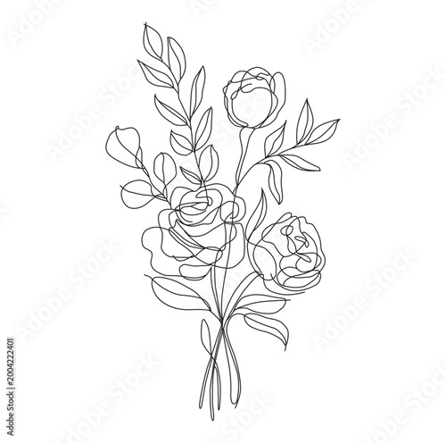 Contemporary Floral Bouquet Outline Vector Art Design