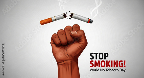 World No Tobacco Day Illustration with Broken Cigarette and Fist