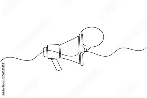 Megaphone One Line Drawing Minimal Loudspeaker Marketing Announcement Vector Illustration