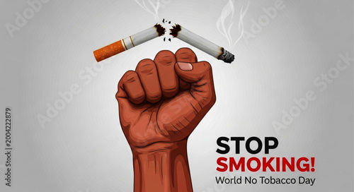 World No Tobacco Day Illustration with Fist Breaking Cigarette