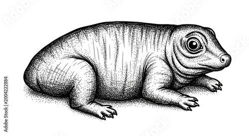 Foto Drawing of a Unique Animal, Lizard-Like Creature, Artistic Representation, Black
