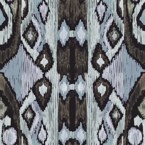Ethnic abstract art ikat. Seamless ornamental print. Geometric ethnic pattern seamless color oriental. Design for curtains, carpets, wallpaper, clothes, packaging, batik.	
