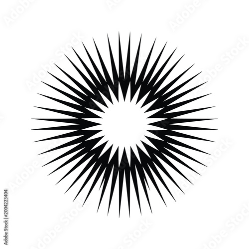 Black and White Starburst Shape Vector Graphic