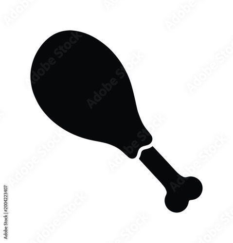 Black Silhouette Chicken Drumstick Icon Vector