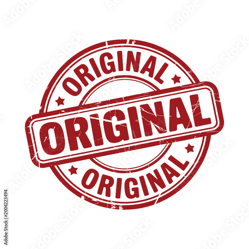 A distressed circular red stamp displaying the word original repeatedly