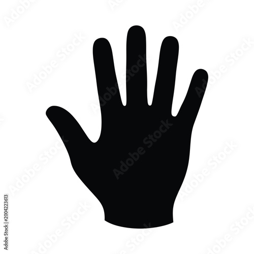 A black silhouette of an open human hand with fingers extended
