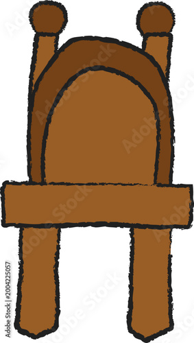 old wooden chair illustration on transparent background