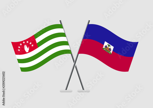 Abkhazia and Haiti vector flags in ceremonial flat art layout