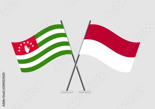 Abkhazia and Indonesia vector flags art symbolizing unity