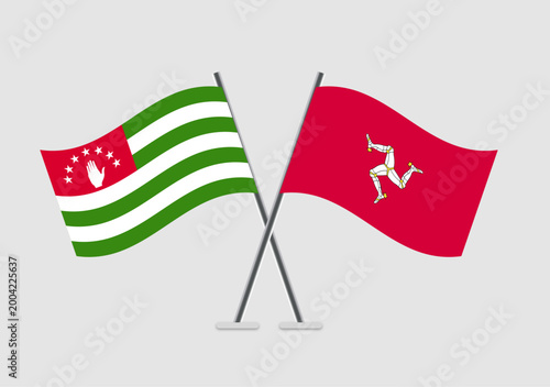 Abkhazia and Isle of Man vector flags illustrated in national layout