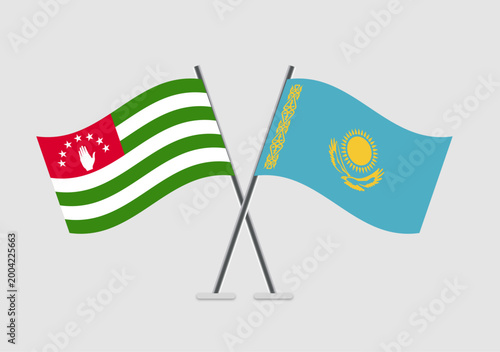 Abkhazia and Kazakhstan vector flags in peaceful unity display