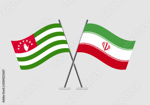 Abkhazia and Iran vector flags isolated from background clutter