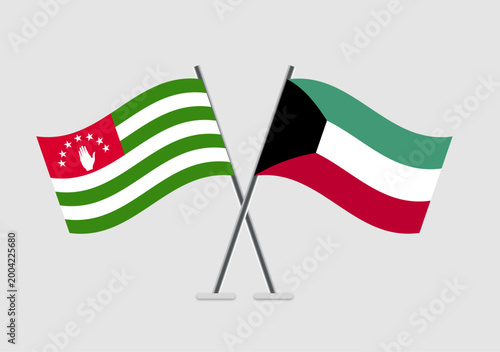 Abkhazia and Kuwait vector flags art in symbolic vector frame