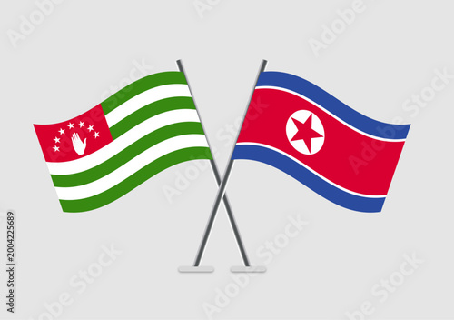 Abkhazia and North Korea vector flags paired in official graphic pose