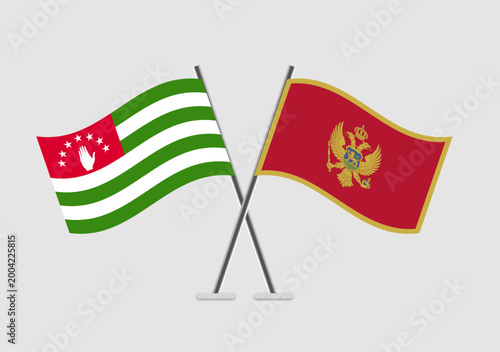 Abkhazia and Montenegro vector flags in flat print-friendly format