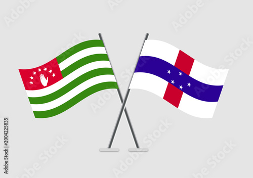 Abkhazia and Netherlands Antilles vector flags for presentation or report use