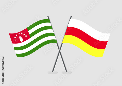 Abkhazia and North Ossetia vector flags arranged in centered symmetry