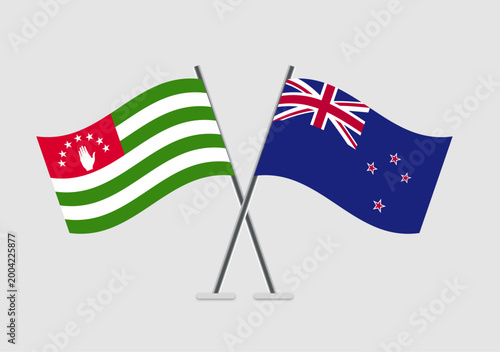Abkhazia and New Zealand vector flags with clean graphic design structure