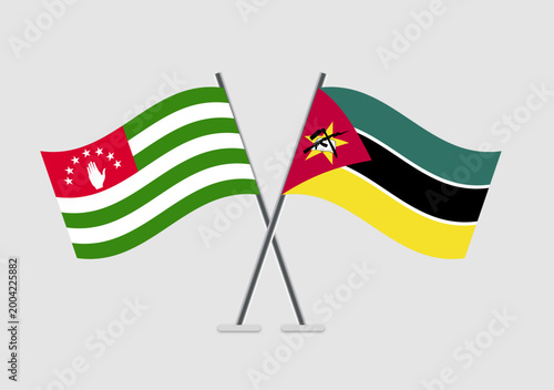 Abkhazia and Mozambique vector flags graphic expressing connection