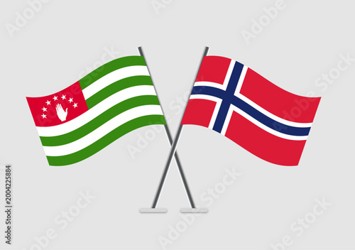 Abkhazia and Norway vector flags in vector art unity display