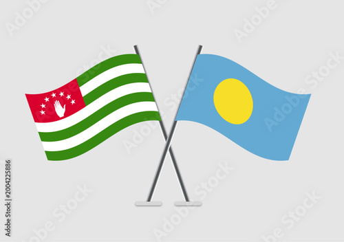 Abkhazia and Palau vector flags in isolated artwork layout